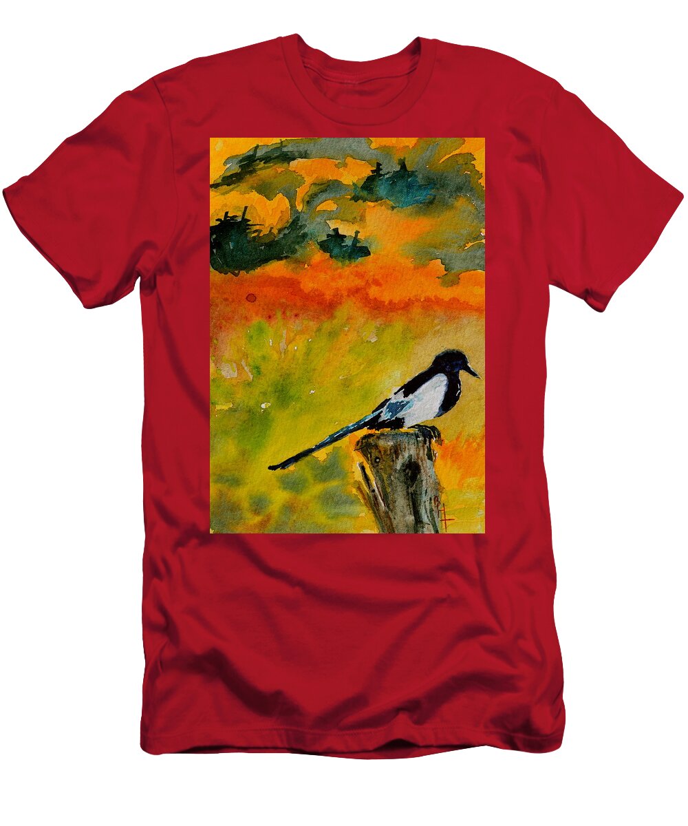 Magpie T-Shirt featuring the painting Consider by Beverley Harper Tinsley