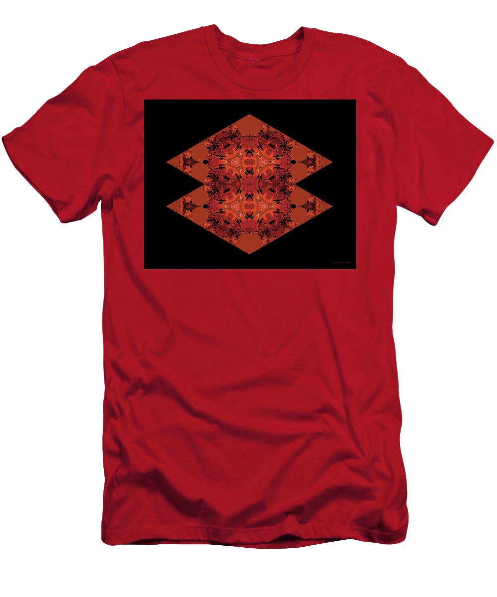 Black And Copper T-Shirt featuring the digital art Copper Double Diamond Abstract by Judi Suni Hall