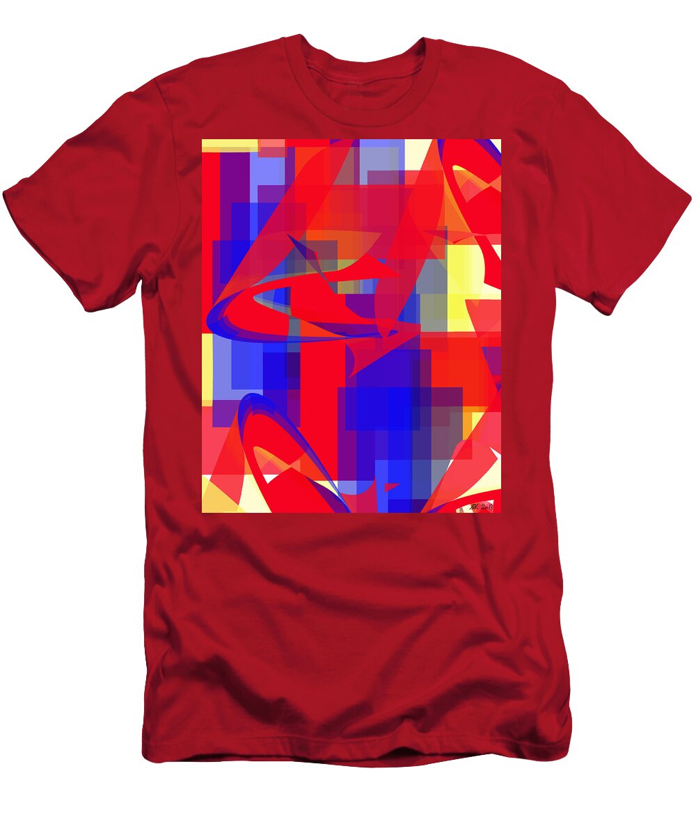 Abstract T-Shirt featuring the digital art Copter Sunrise by Stephanie Grant
