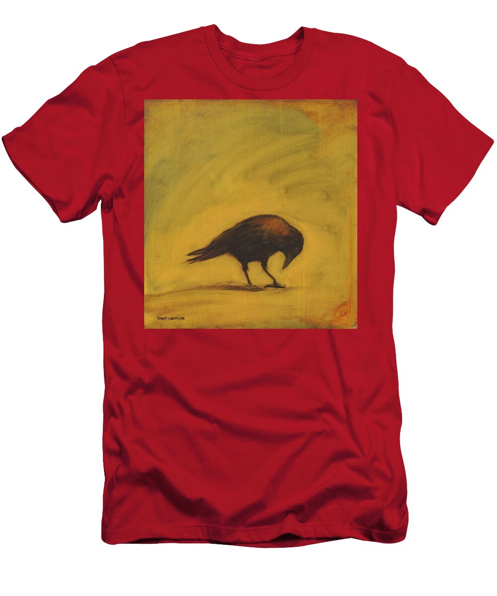 Crow T-Shirt featuring the painting Crow 11 by David Ladmore