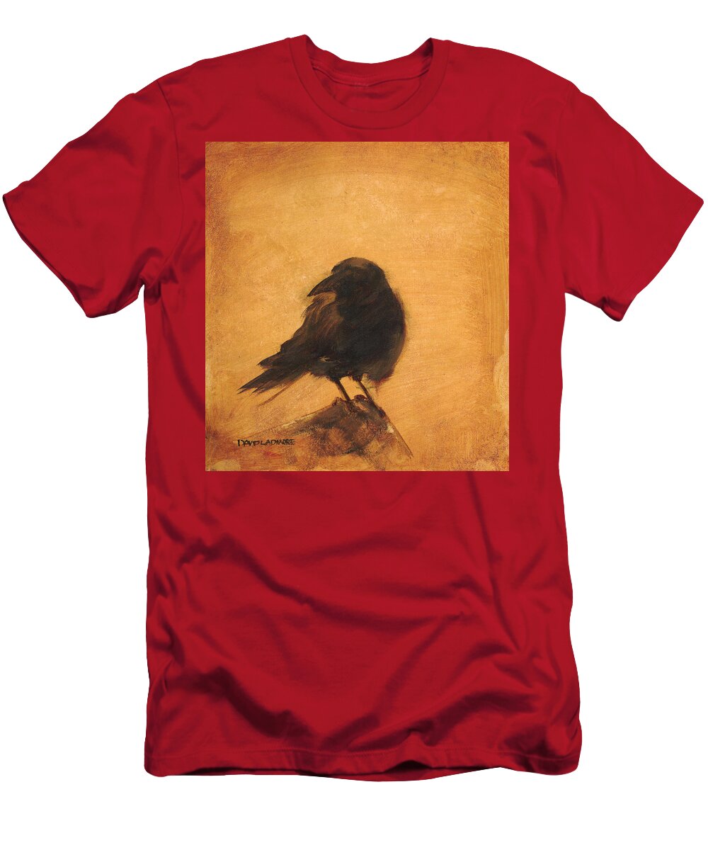 Crow T-Shirt featuring the painting Crow 9 by David Ladmore