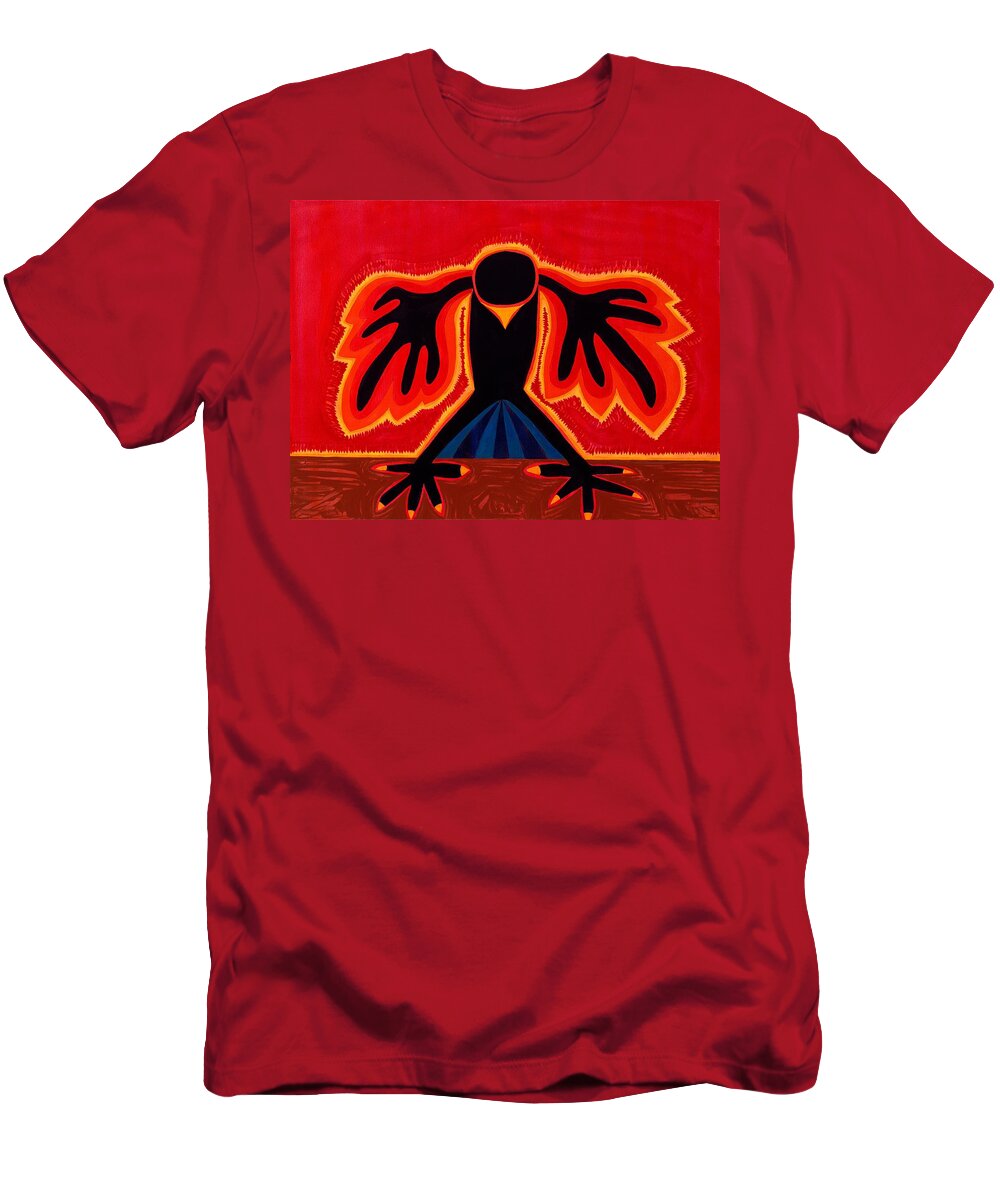 Painting T-Shirt featuring the painting Crow Rising original painting by Sol Luckman