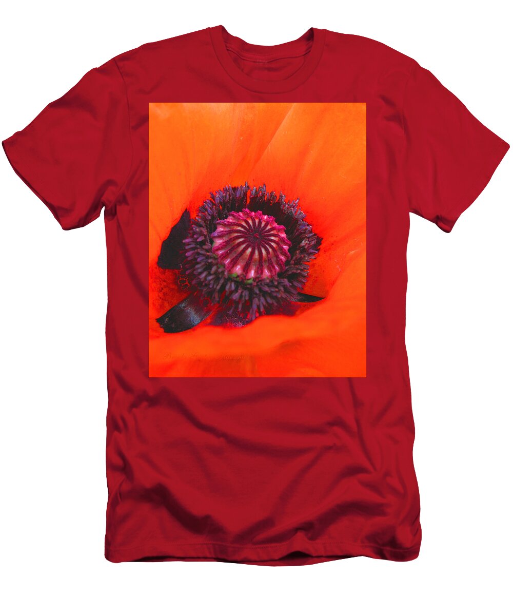 Poppy T-Shirt featuring the photograph Crown Jewel - Oriental Poppy Centerpiece - Poppy Macro by Brooks Garten Hauschild
