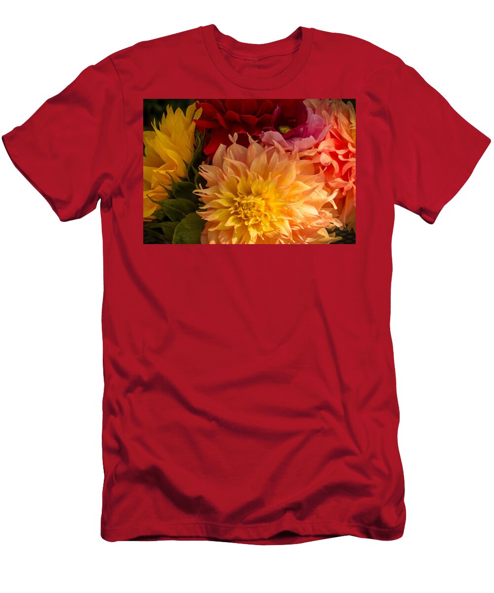 Dahlias T-Shirt featuring the photograph Dahlias and Sunflowers by Weir Here And There