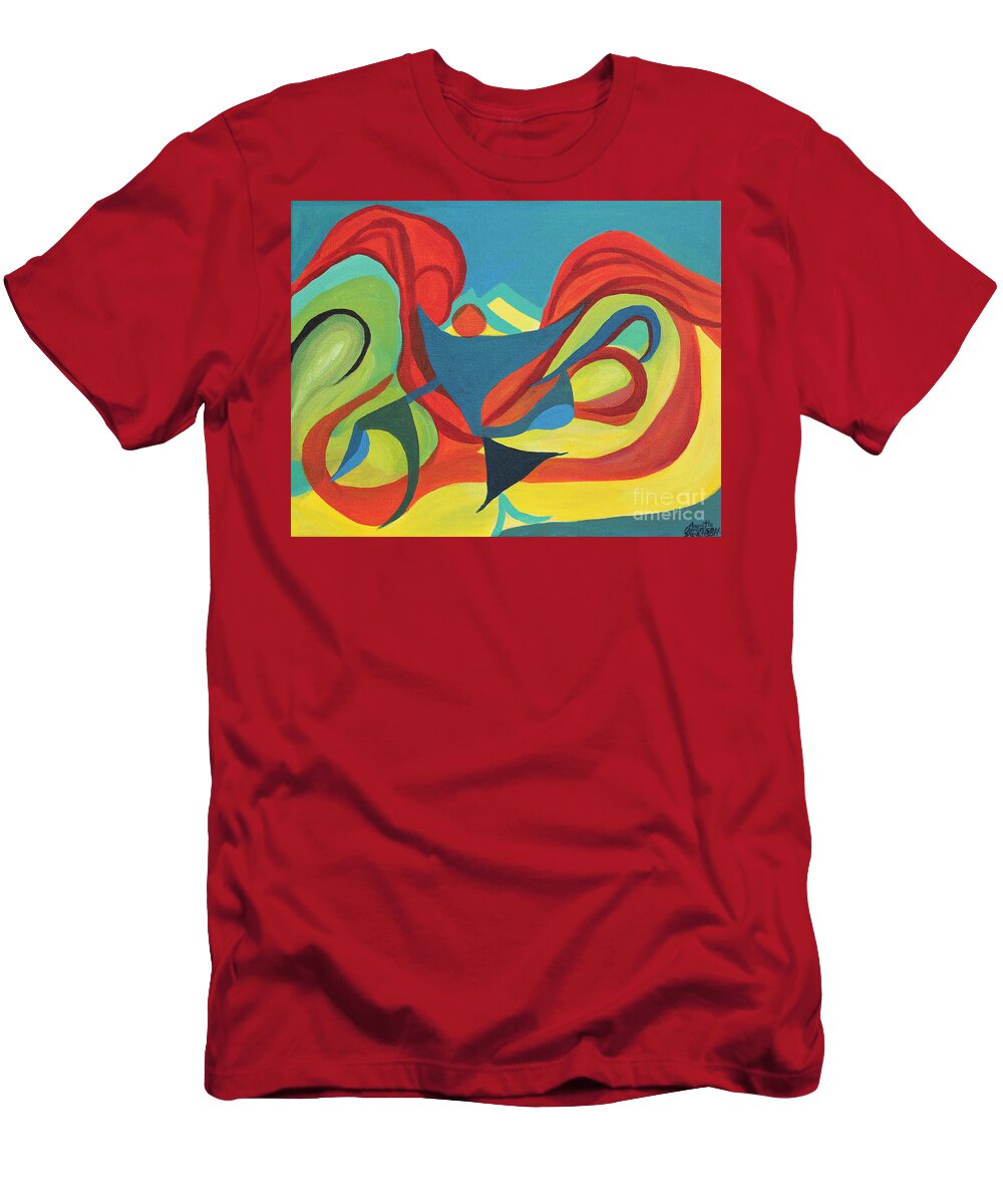 Abstract T-Shirt featuring the painting Dancing Child by Annette M Stevenson