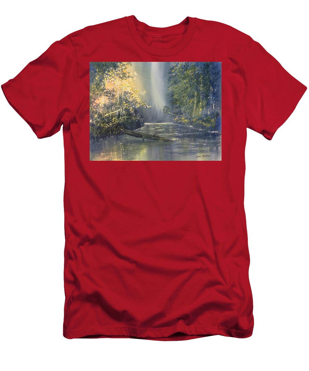 Dawn On The Derwent T-Shirt featuring the painting Dawn on the Derwent by Glenn Marshall