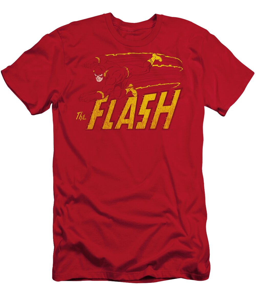Dc Comics T-Shirt featuring the digital art Dc - Flash Speed Distressed by Brand A