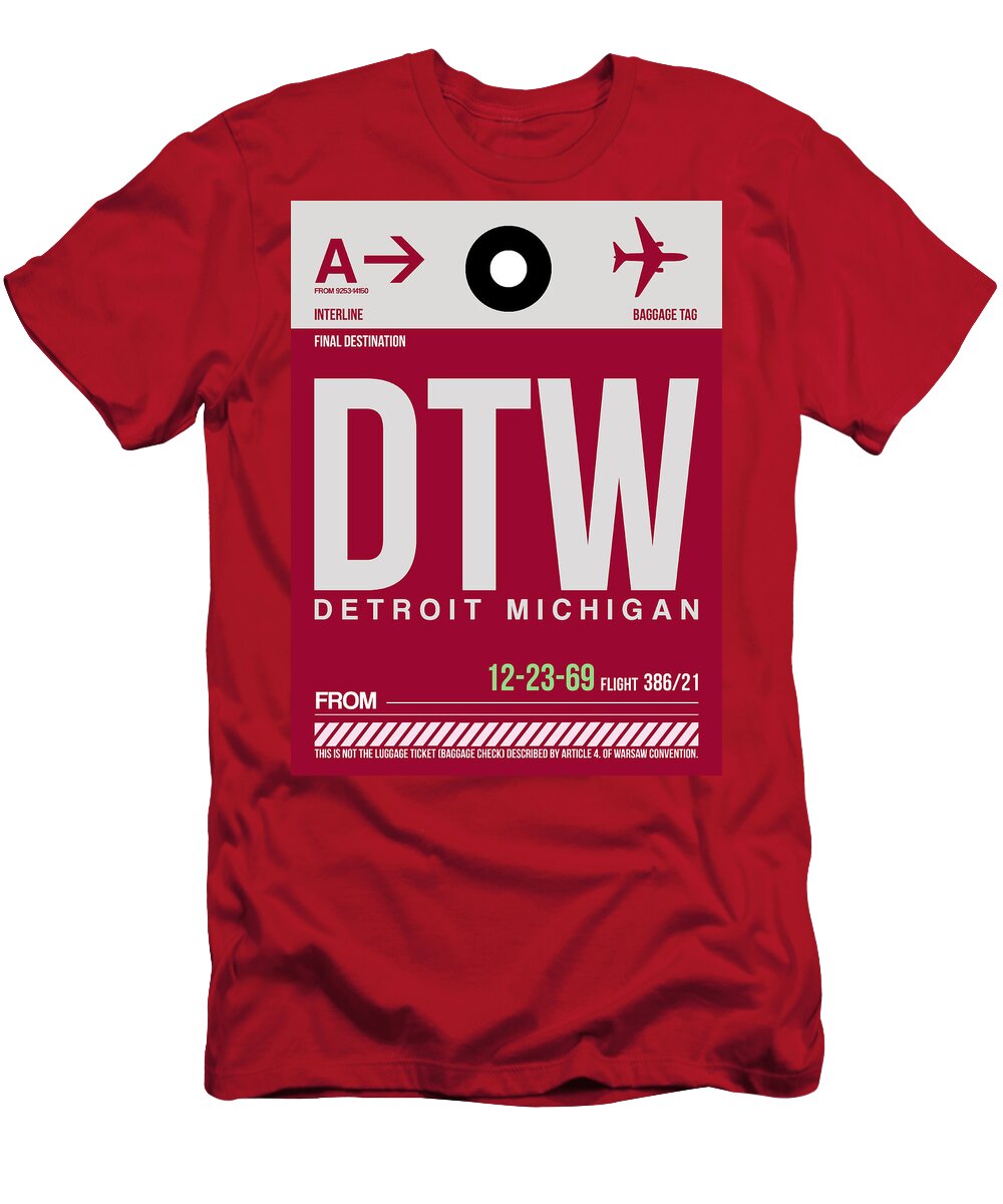 Detroit Airport Poster T-Shirt by Naxart Studio Fine Art America