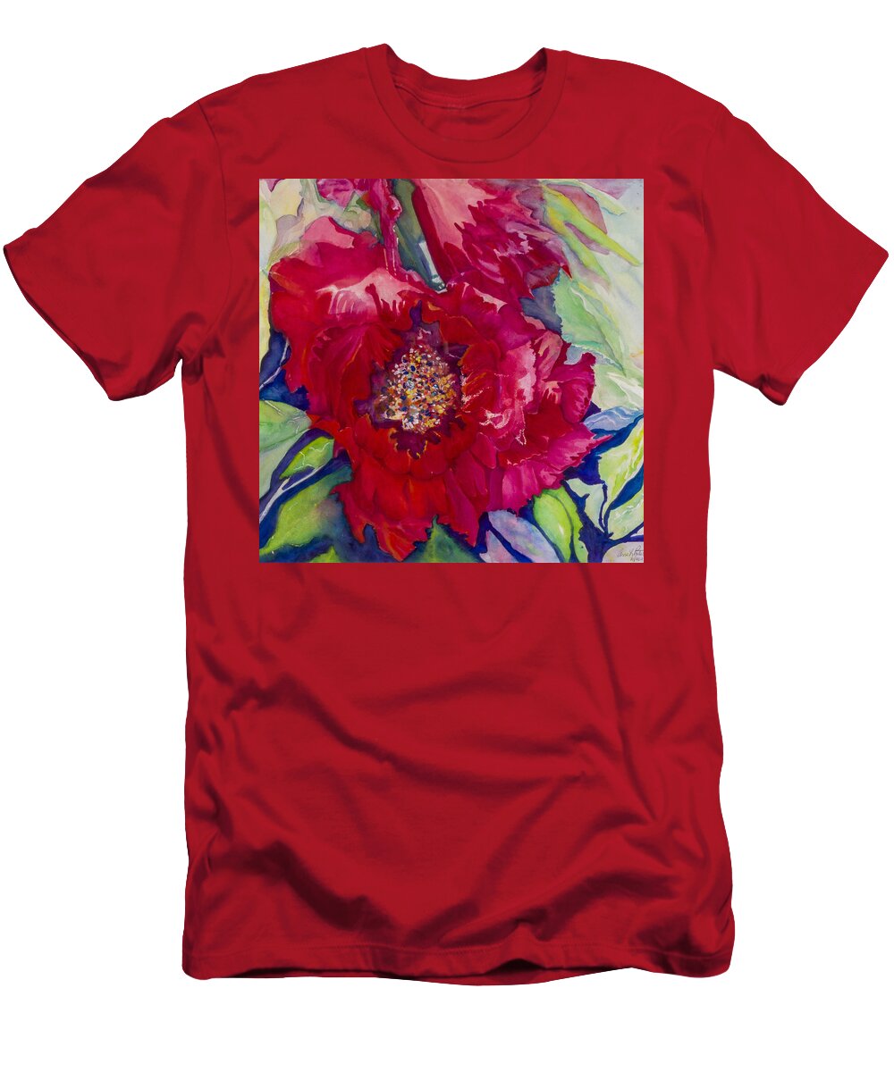 Art T-Shirt featuring the photograph Double Peony - original watercolor painting by Anna Porter