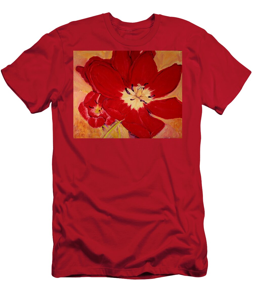 Tulip T-Shirt featuring the painting Downside One by Jean Cormier