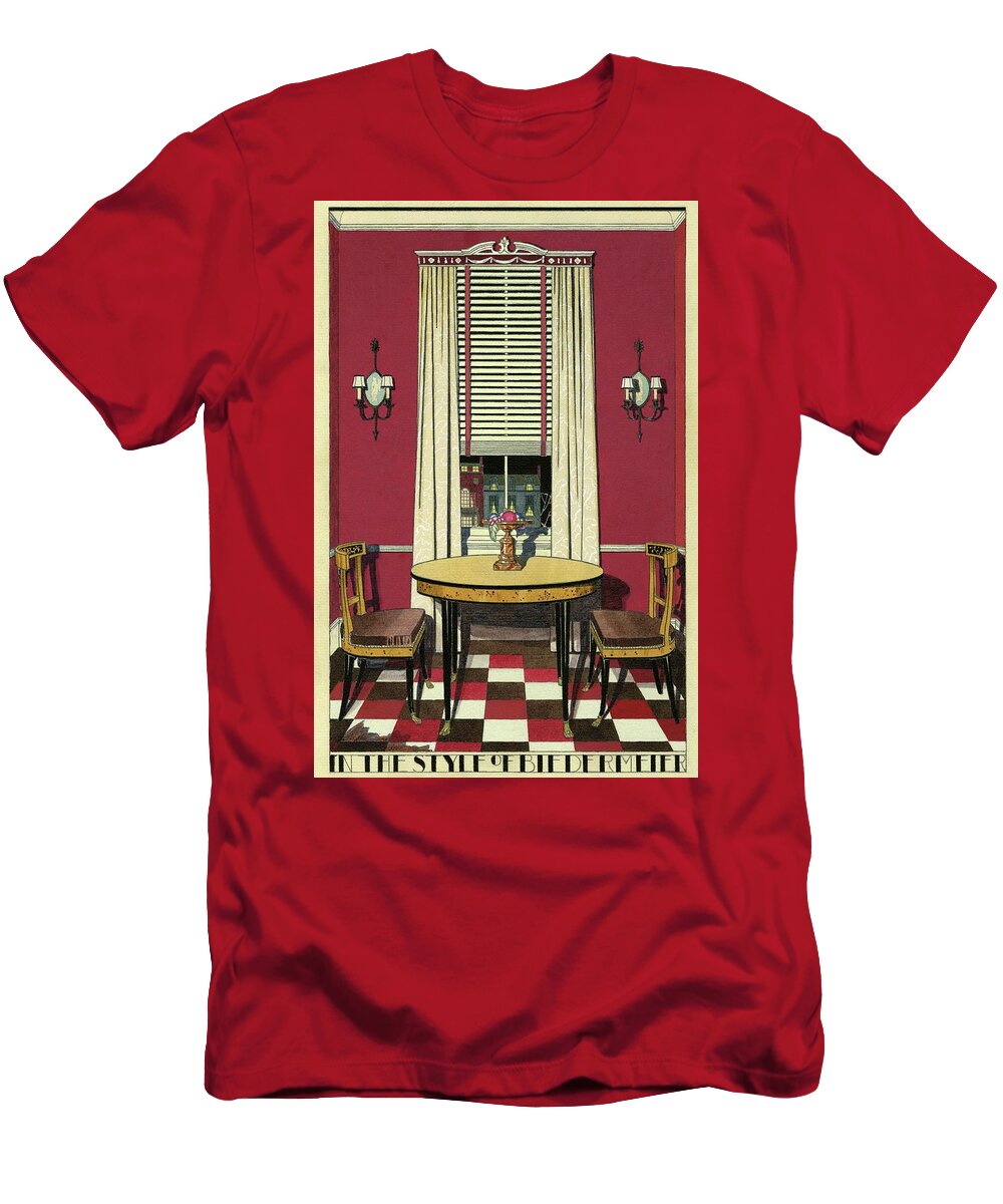 Dining Room T-Shirt featuring the digital art Drawing Of A Breakfast Room by Harry Richardson
