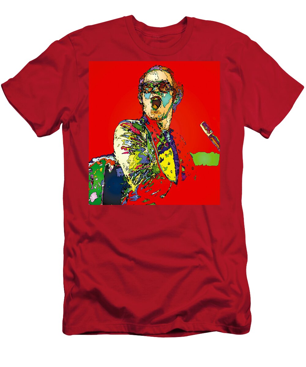 Elton John T-Shirt featuring the painting Elton in Red by John Farr