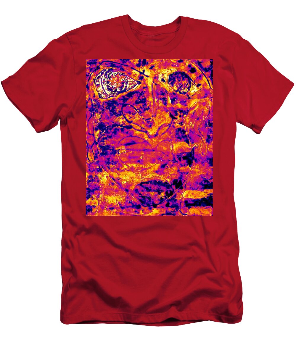 Native American T-Shirt featuring the painting Fire and Eyes by Cleaster Cotton