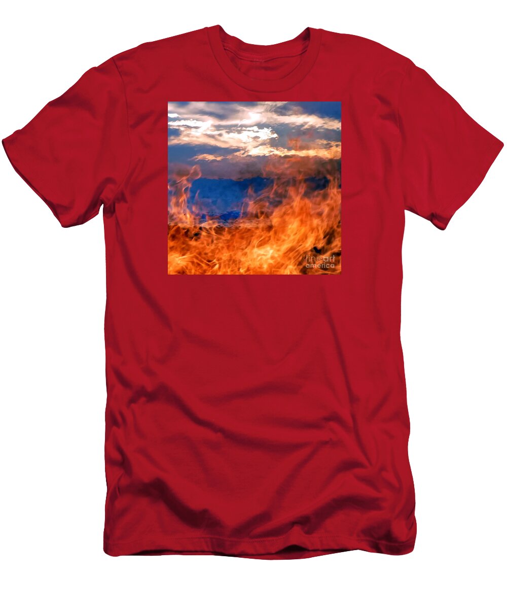 Fire And Water T-Shirt featuring the photograph Fire and Water by Barbie Corbett-Newmin