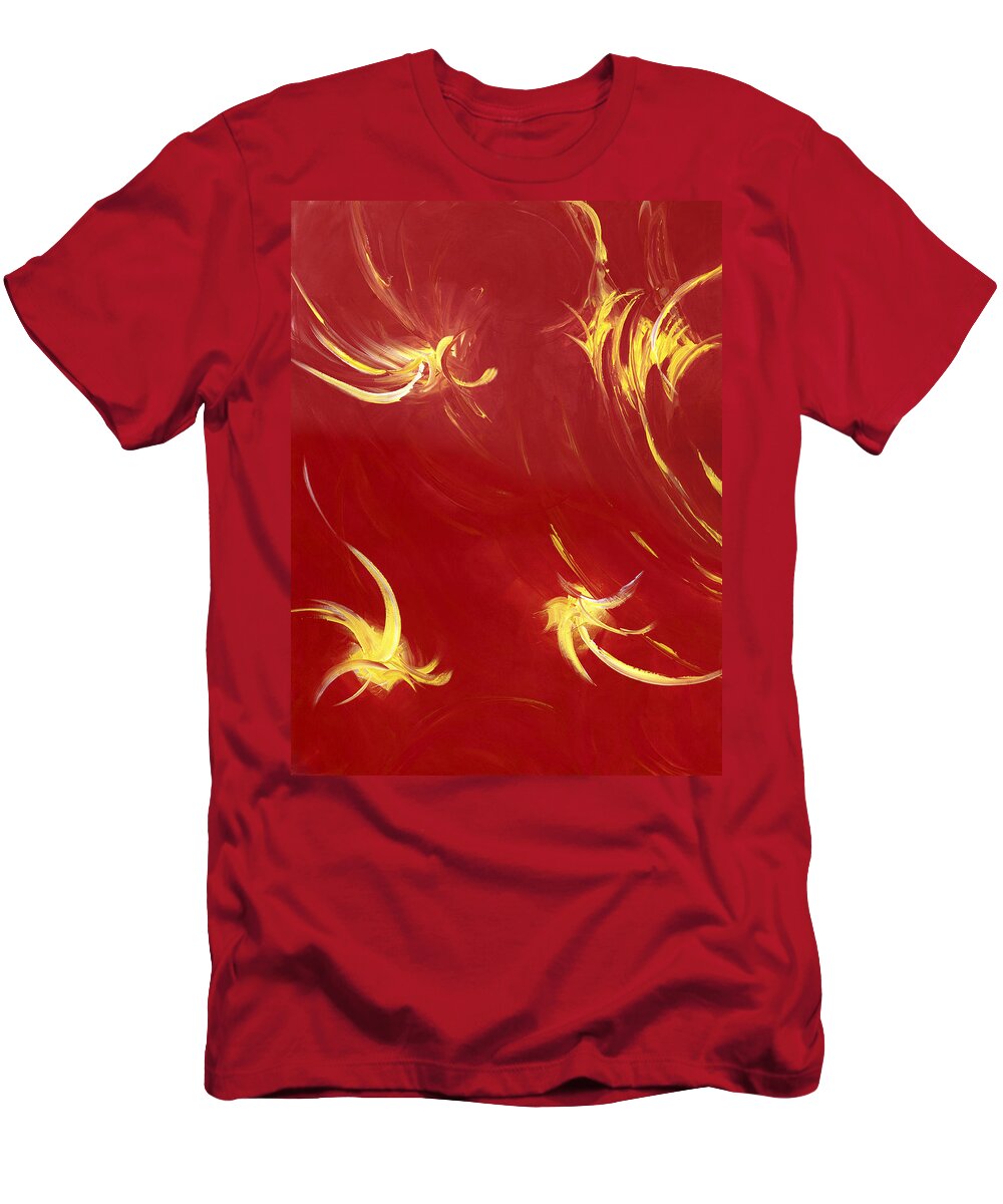 Abstract T-Shirt featuring the painting Fireworks by Tamara Nelson