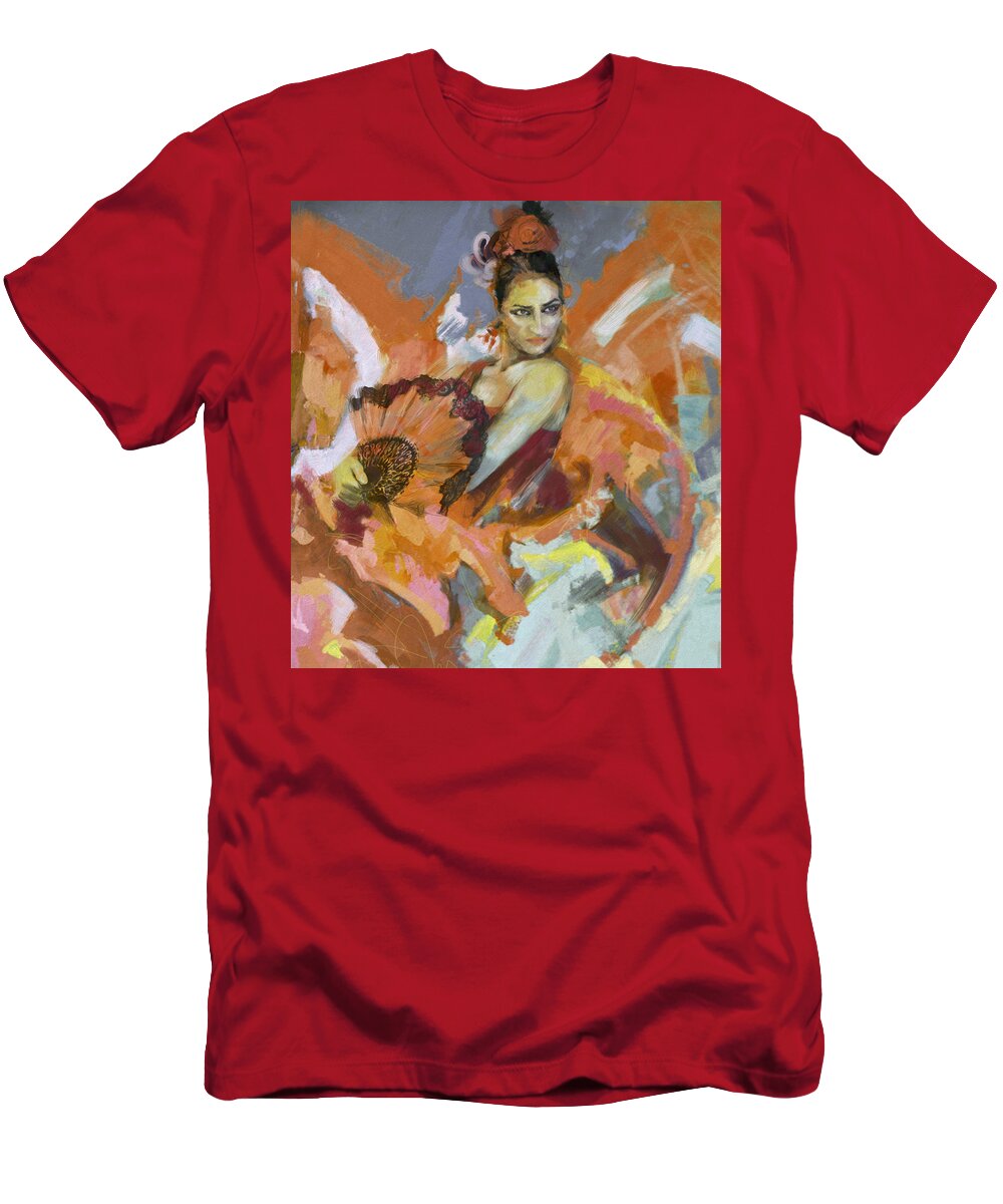 Jazz T-Shirt featuring the painting Flamenco 51 by Maryam Mughal