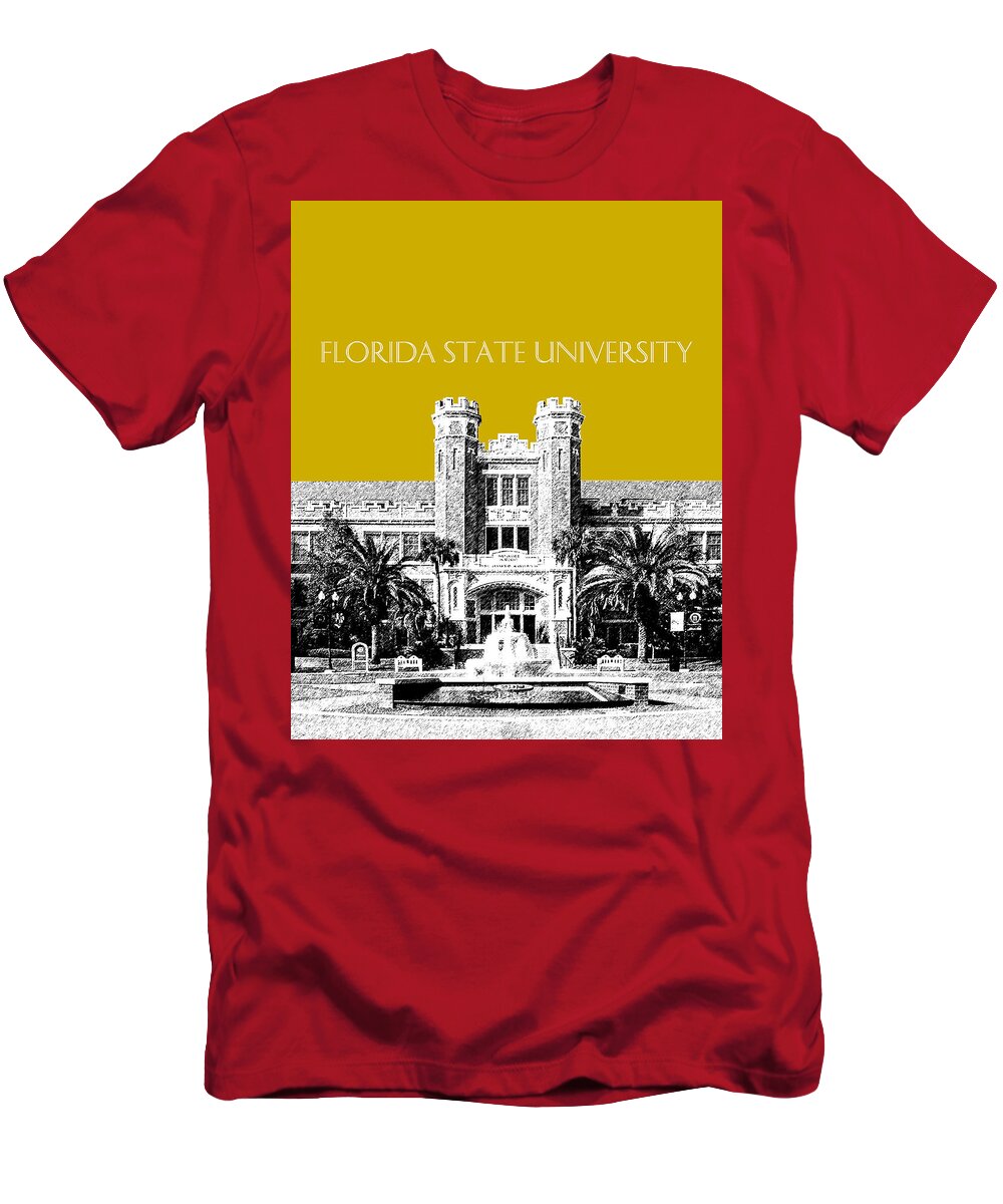University T-Shirt featuring the digital art Florida State University - Gold by DB Artist