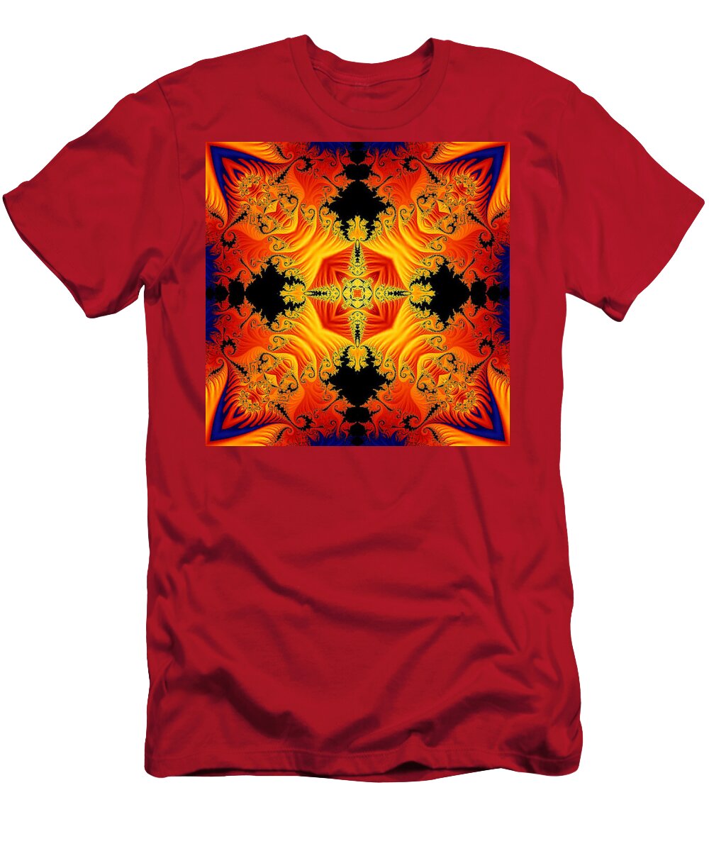 Kaleidoscope T-Shirt featuring the digital art Fractal Flames No 1 by Charmaine Zoe