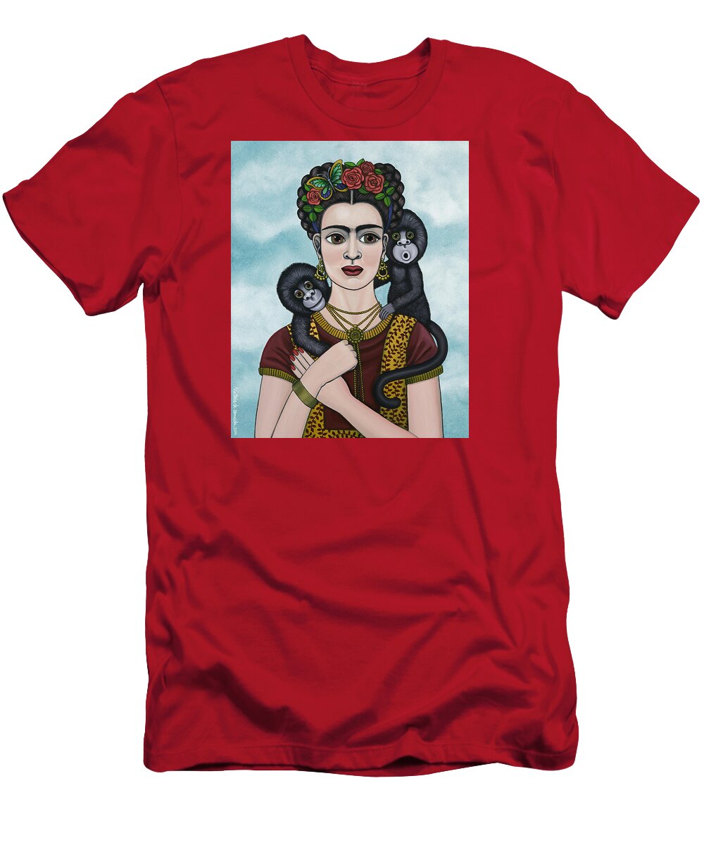Frida Kahlo T-Shirt featuring the painting Frida In The Sky by Victoria De Almeida