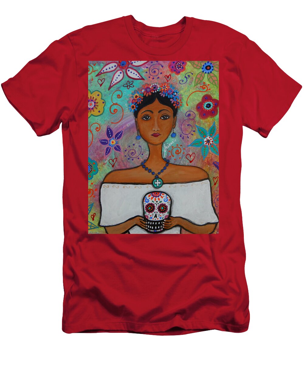 Frida T-Shirt featuring the painting Frida's Wedding by Pristine Cartera Turkus