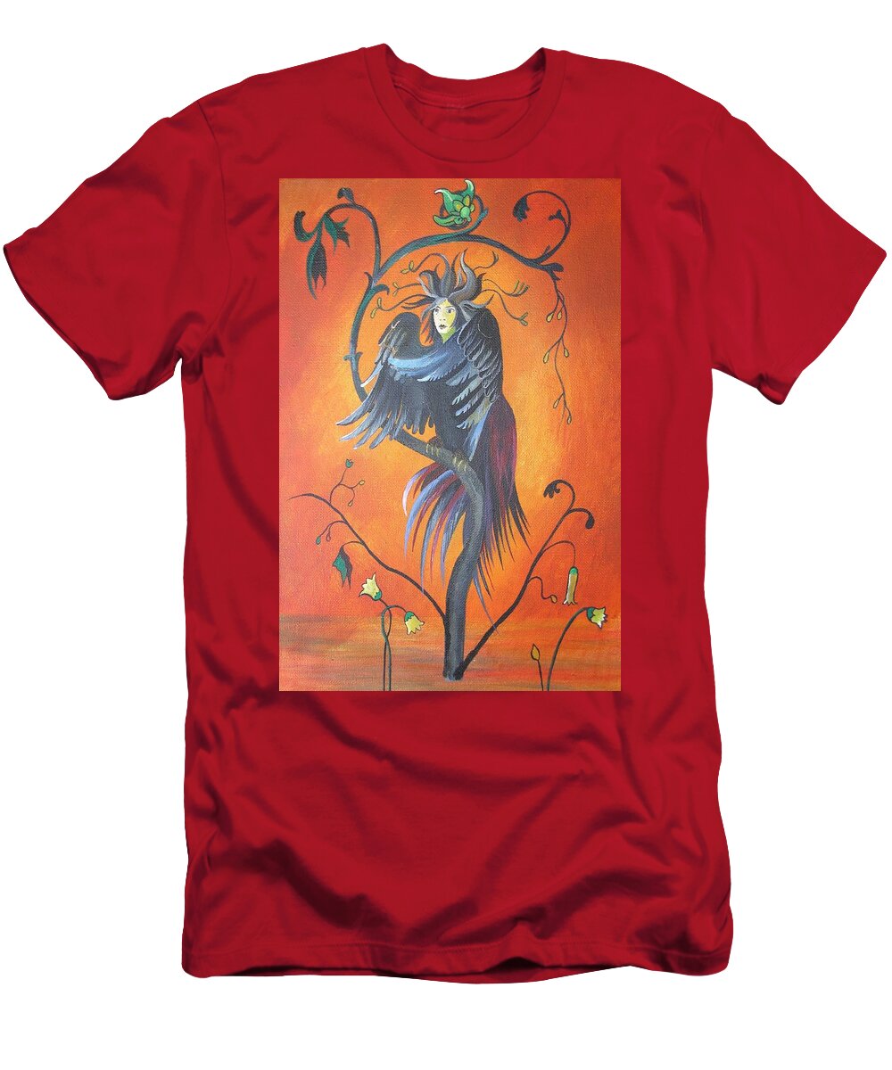 Bird T-Shirt featuring the painting Gamaun The Prophetic Bird by Taiche Acrylic Art