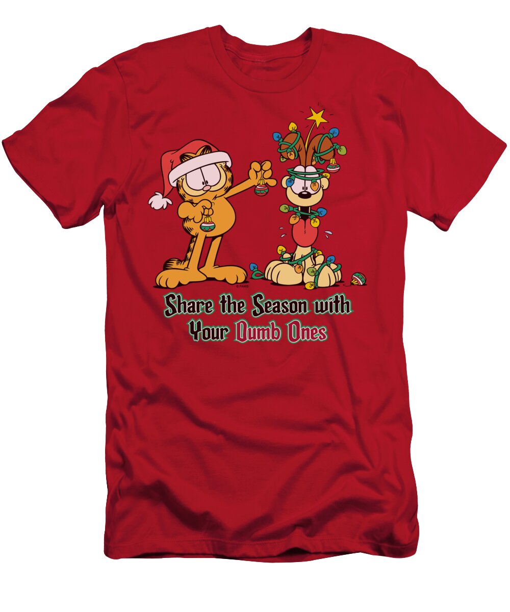 Garfield T-Shirt featuring the digital art Garfield - Share The Season by Brand A