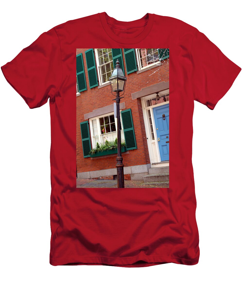 Boston T-Shirt featuring the photograph Gas Lamp Beacon Hill by Caroline Stella