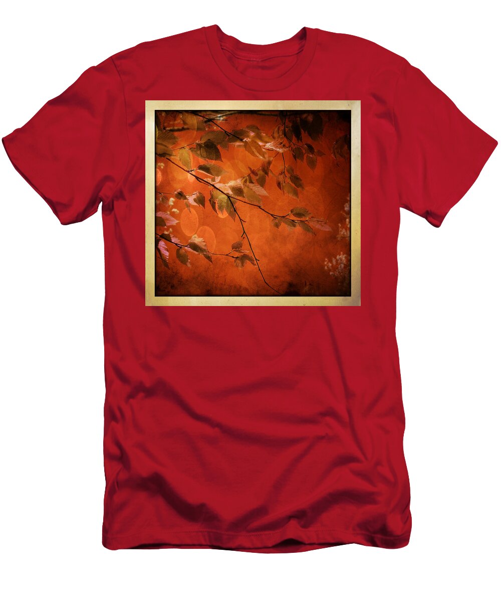 Branches T-Shirt featuring the digital art Golden Leaves-1 by Nina Bradica