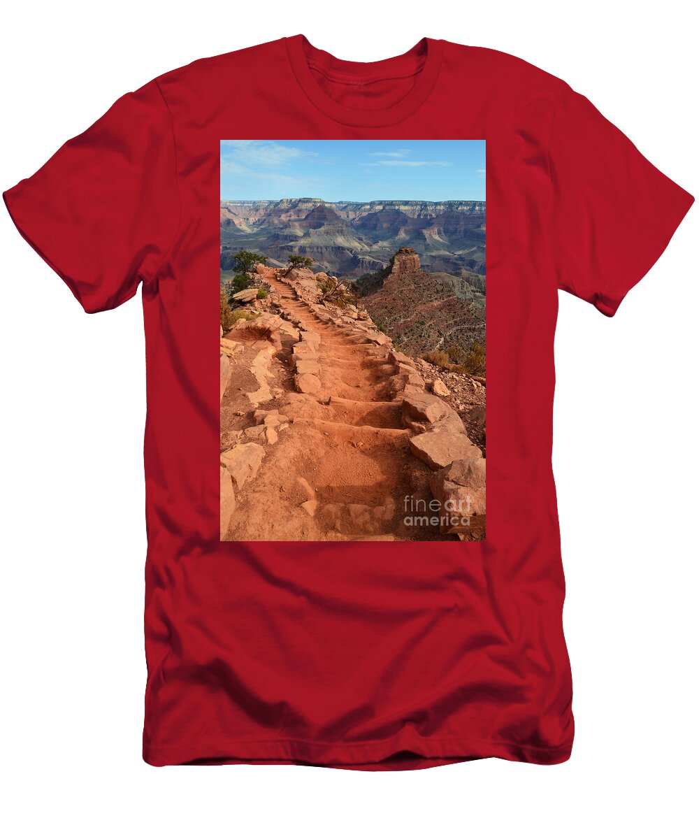 Travelpixpro T-Shirt featuring the photograph Grand Canyon South Kaibab Trail and Oneill Butte Vertical by Shawn O'Brien