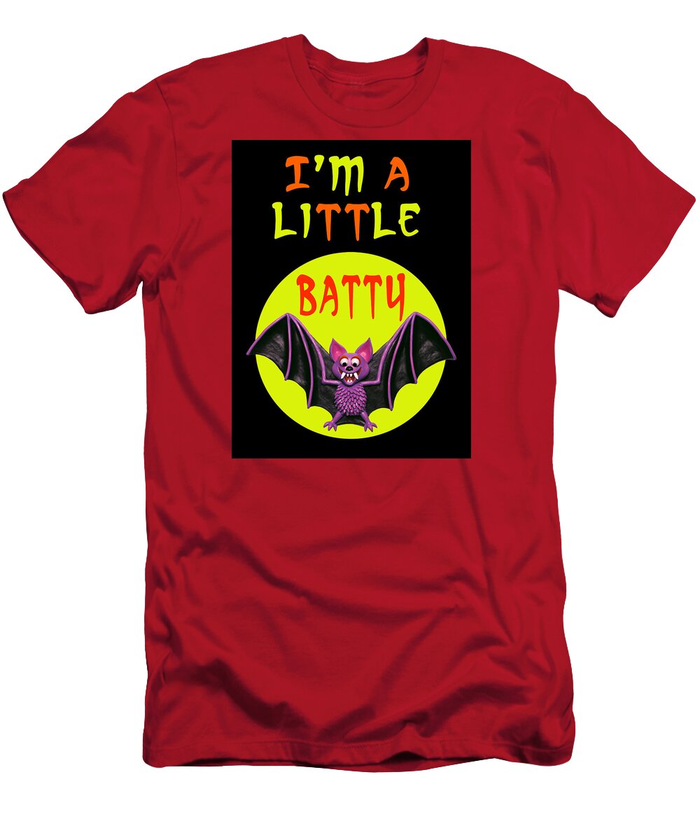 Halloween Cards T-Shirt featuring the digital art I'm A Little Batty by Amy Vangsgard