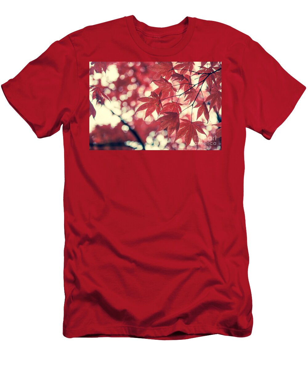 Autumn T-Shirt featuring the photograph Japanese Maple Leaves - Vintage by Hannes Cmarits