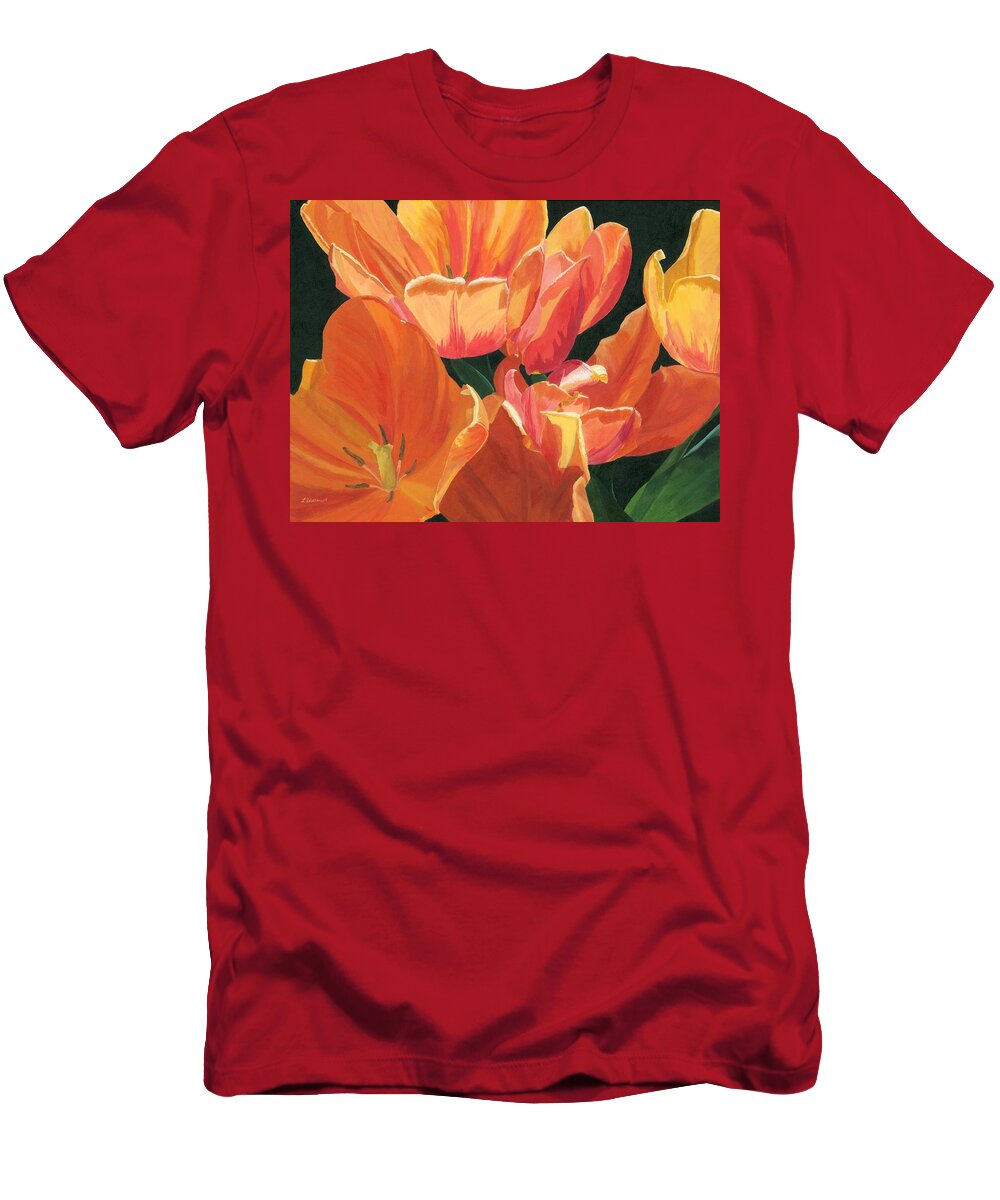 Tulips T-Shirt featuring the painting Julie's Tulips by Lynne Reichhart