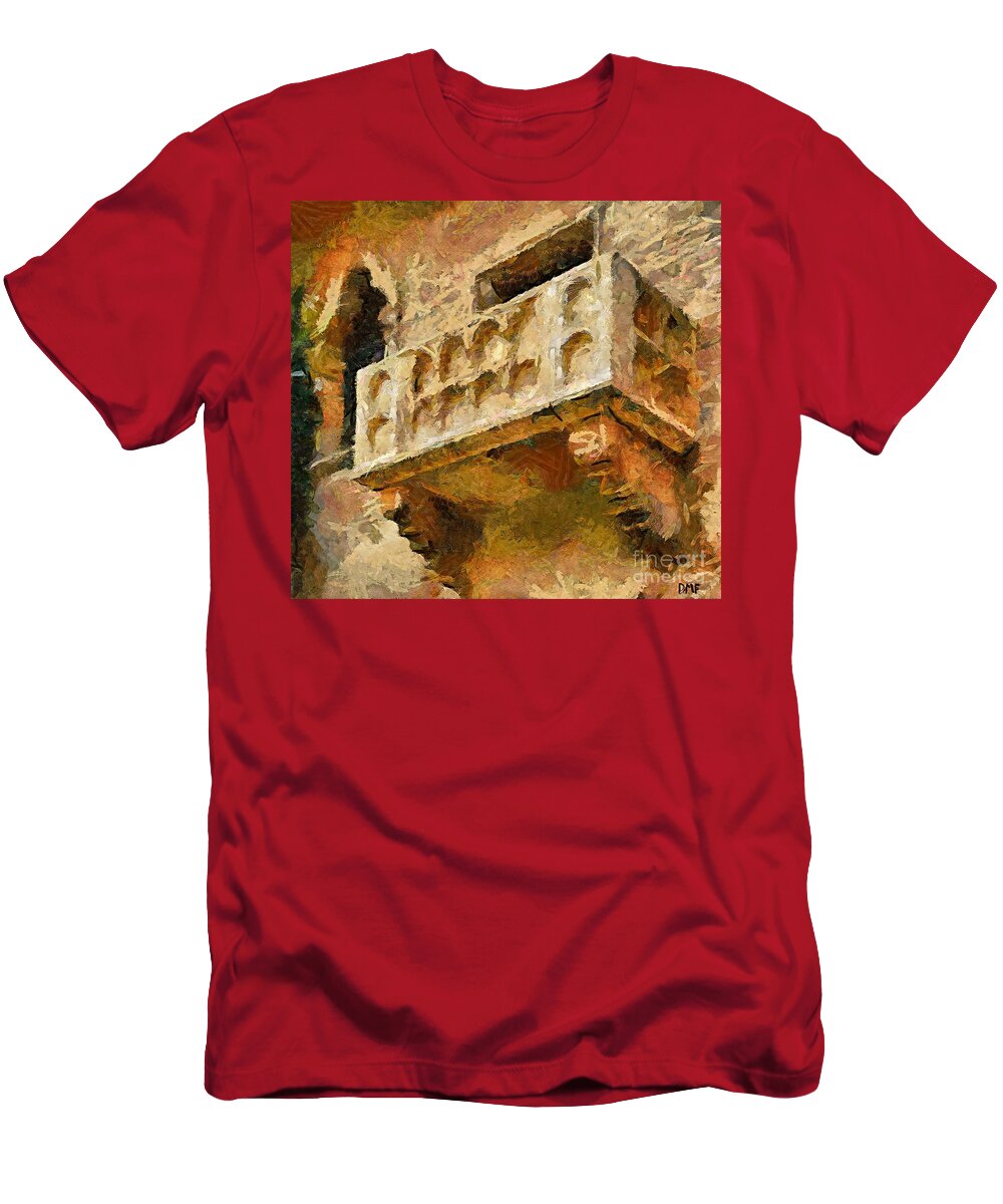 Landscapes Art T-Shirt featuring the painting Juliet's balcony by Dragica Micki Fortuna