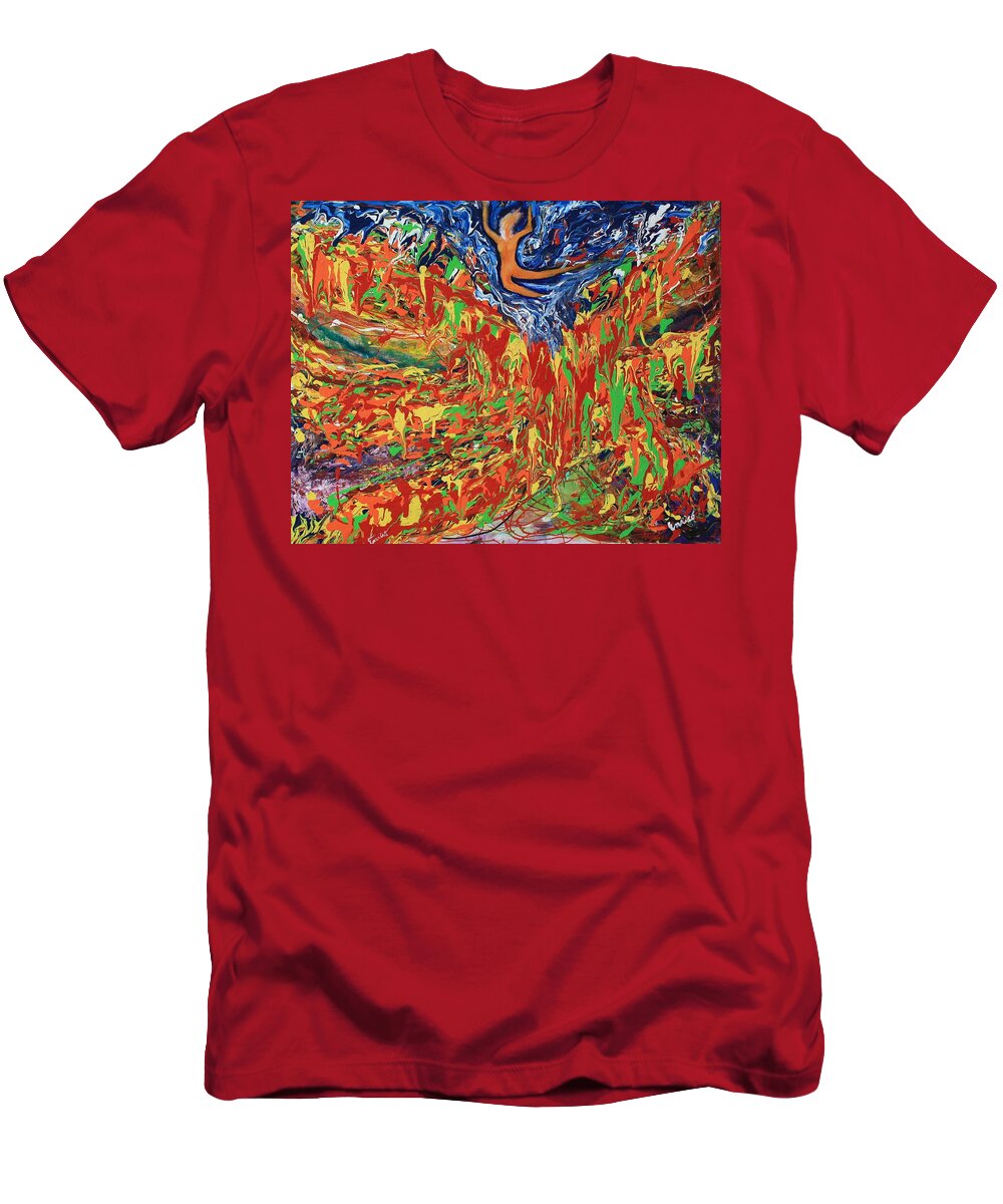 Abstract Expressionism T-Shirt featuring the painting Leap of Faith by Art Enrico