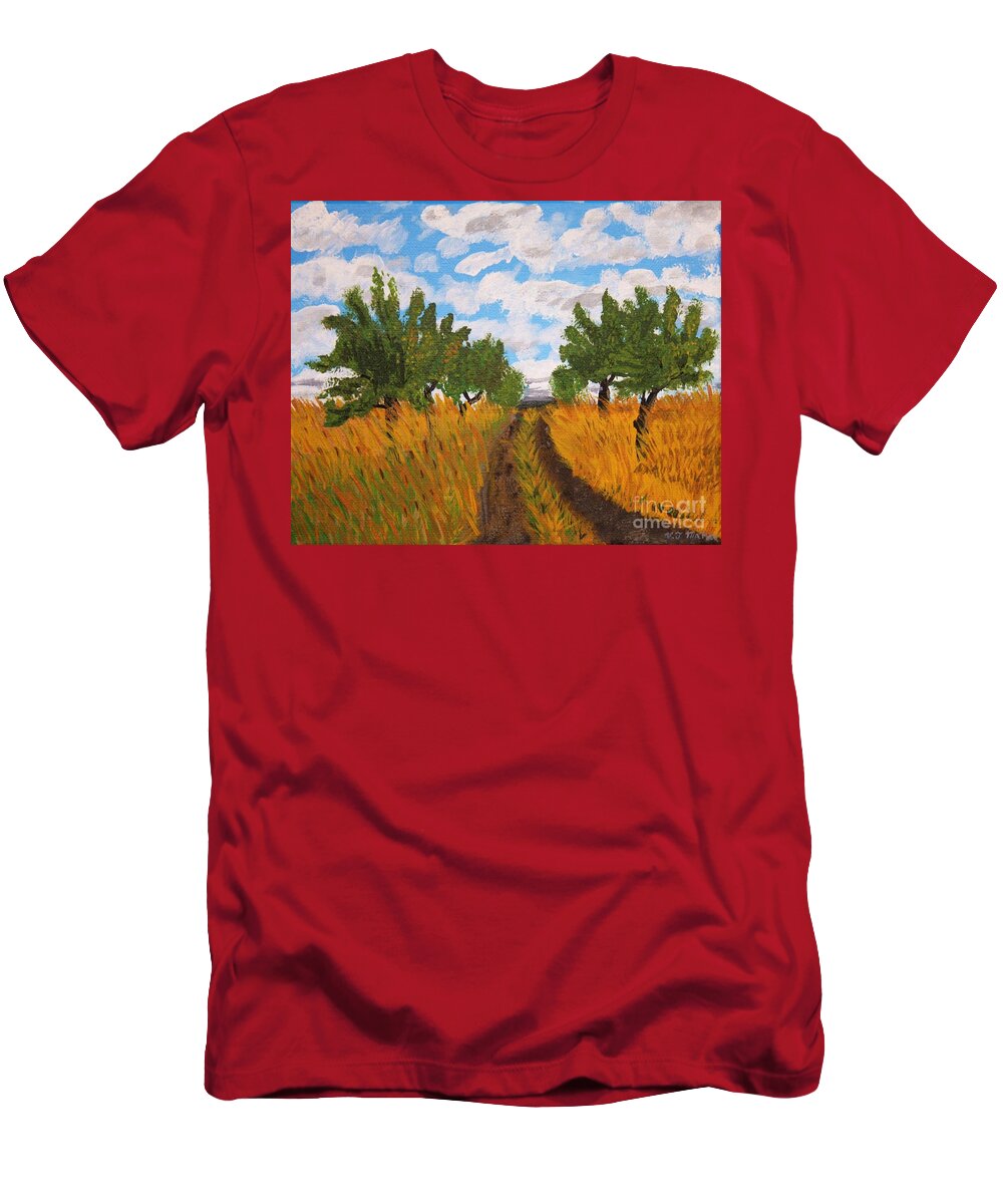 Lonely T-Shirt featuring the painting Lonely Road by Vicki Maheu