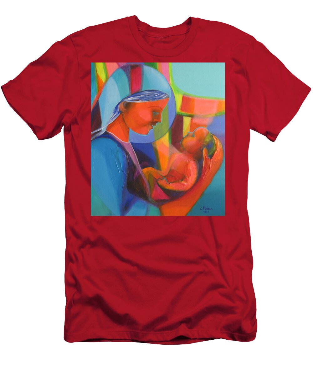 Abstract T-Shirt featuring the painting Madonna and Child by Cynthia McLean