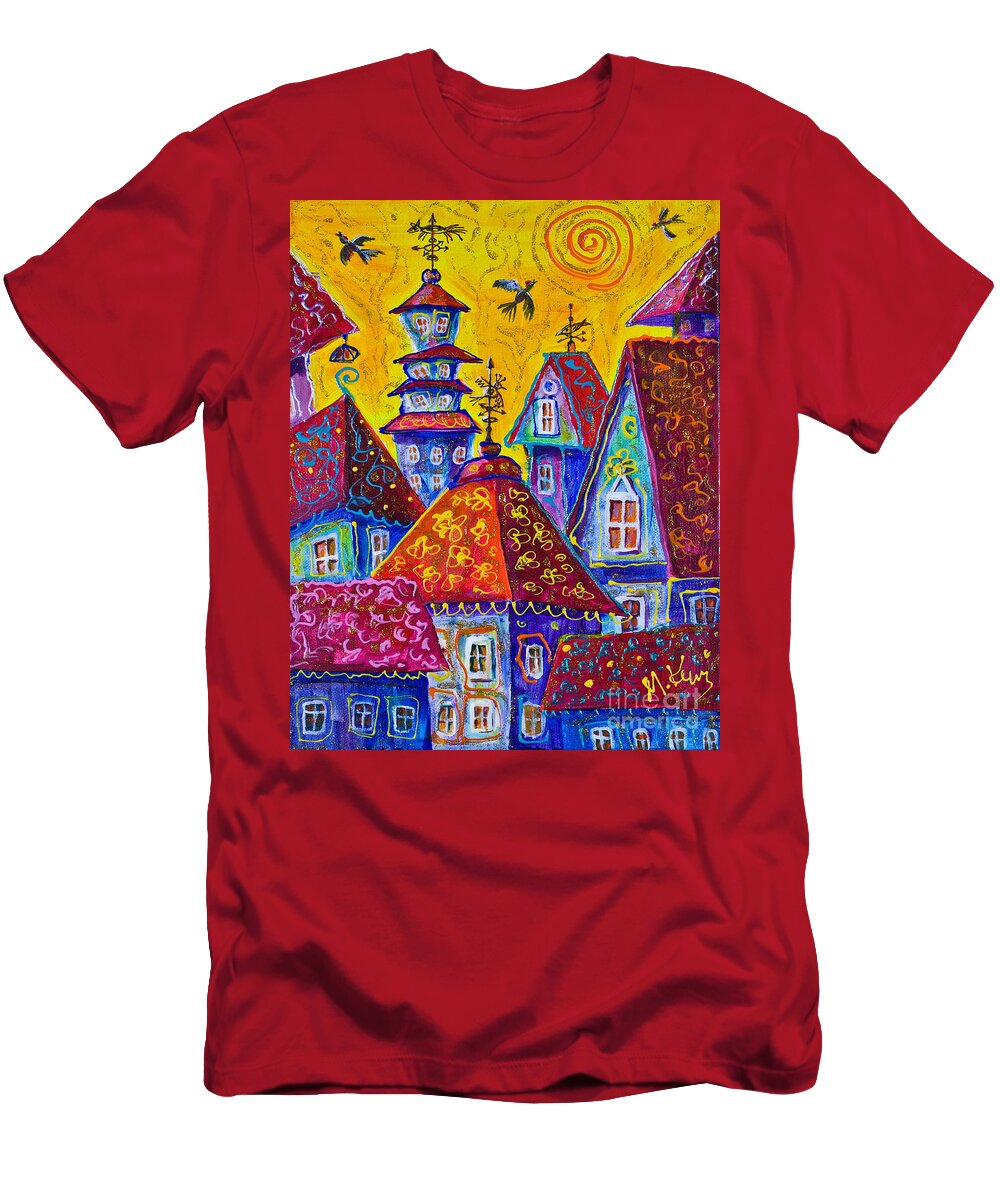  T-Shirt featuring the painting Magic Town 3 by Maxim Komissarchik