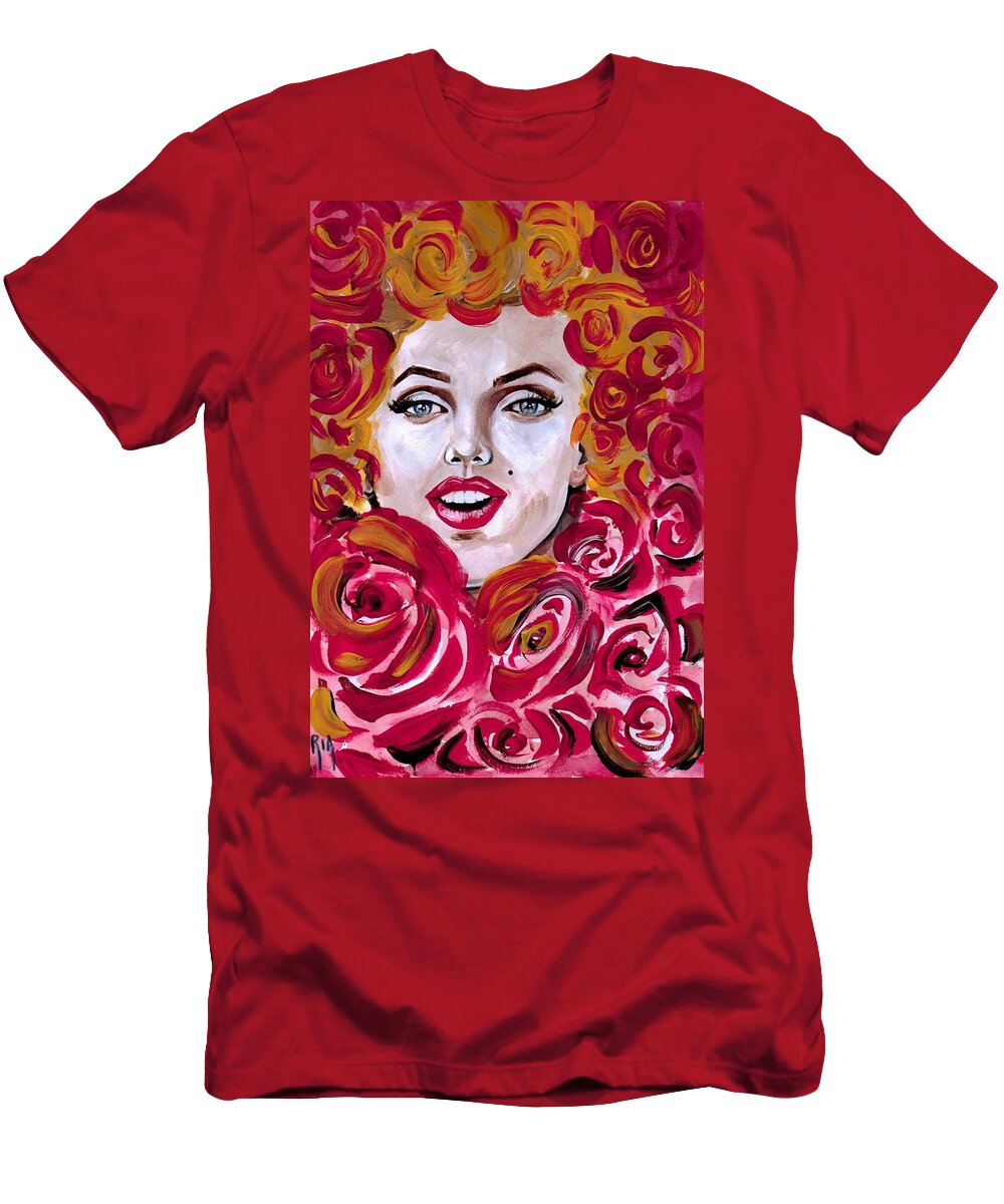 Marilyn Monroe T-Shirt featuring the photograph Marilyn Mon-Rose timeless Beauty by Artist RiA