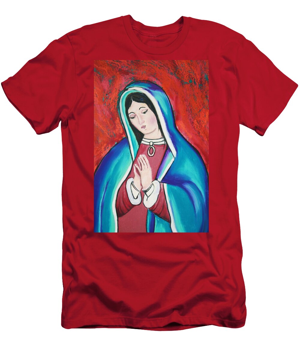 Lady Of Guadalupe T-Shirt featuring the painting Mary by Melinda Etzold