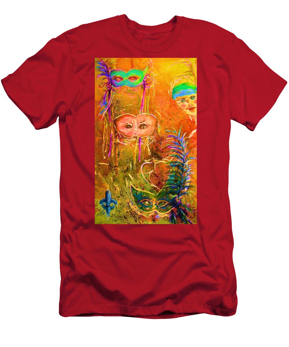 Masquerade T-Shirt featuring the painting Masquerade by Bernadette Krupa