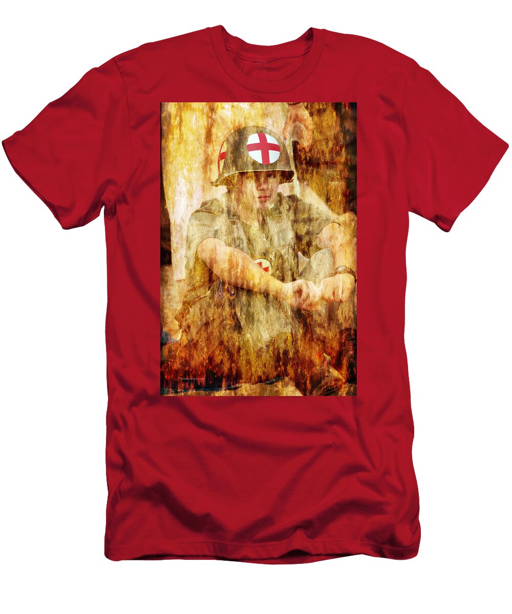 Medic T-Shirt featuring the photograph Medic WW II US Army by Thomas Woolworth