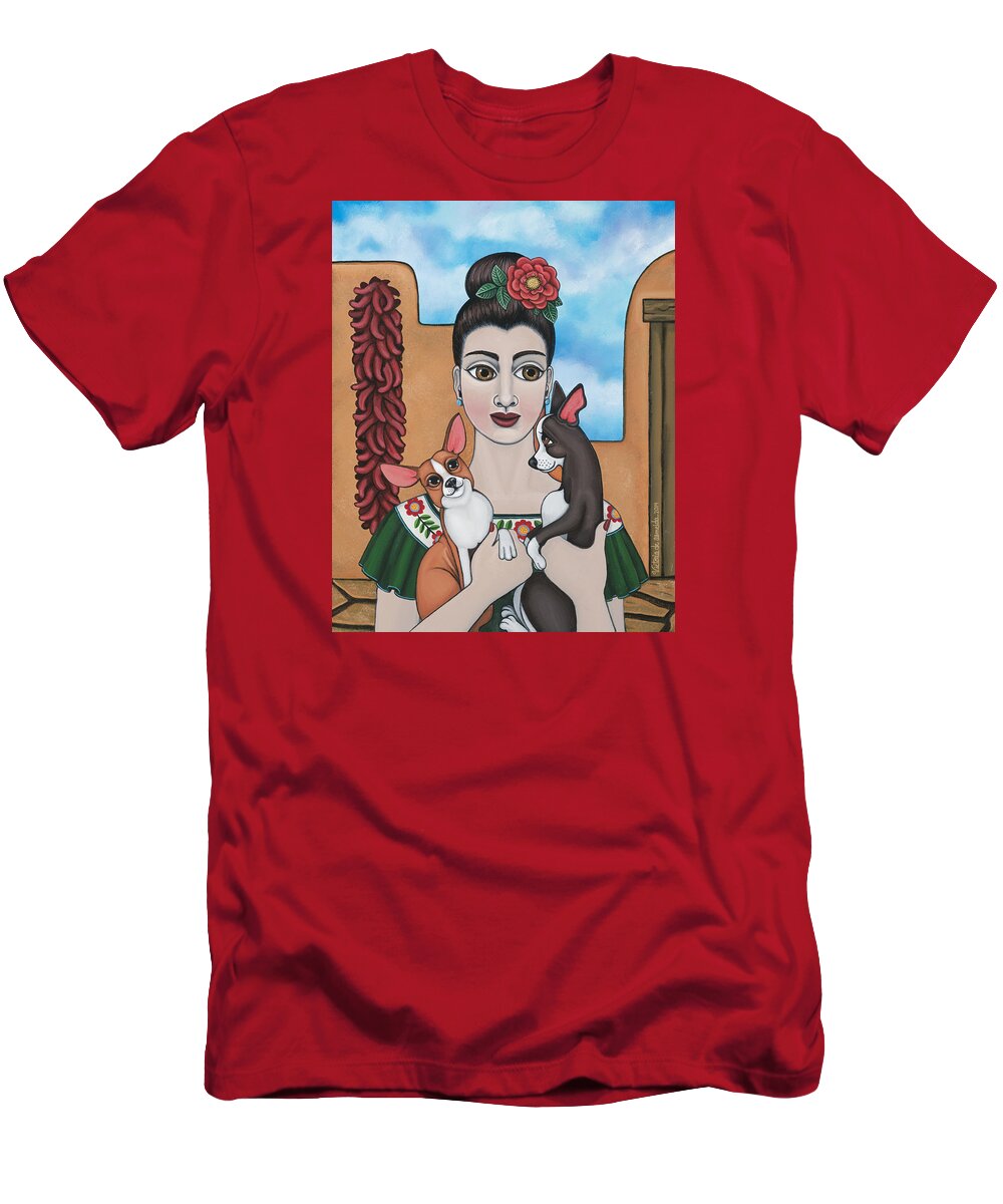 Chihuahua T-Shirt featuring the painting Mis Carinos by Victoria De Almeida