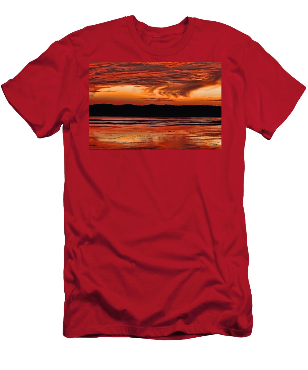 River T-Shirt featuring the photograph Mississippi River Sunset by Don Schwartz