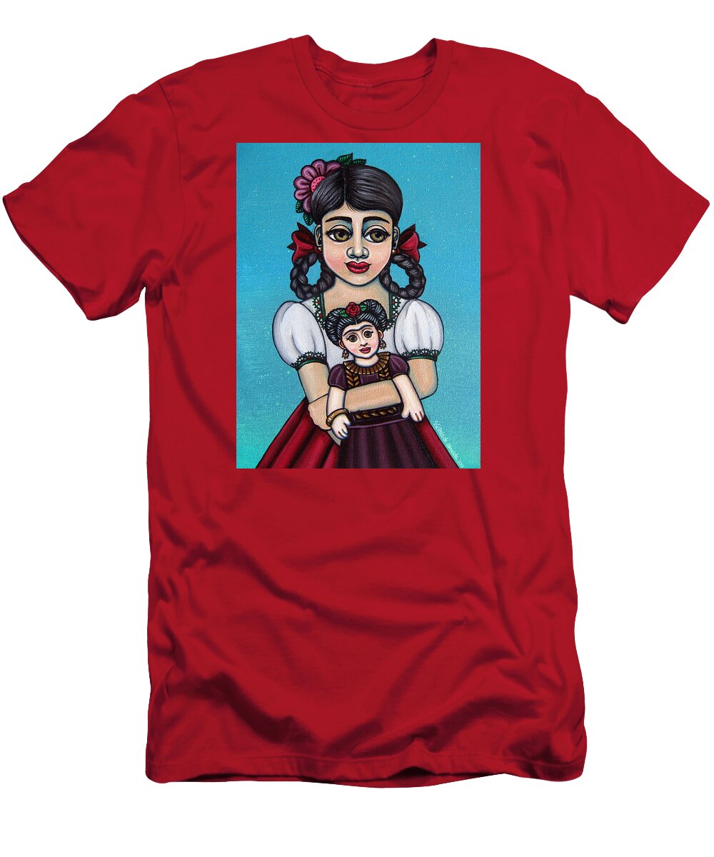 Frida T-Shirt featuring the painting Missy Holding Frida by Victoria De Almeida