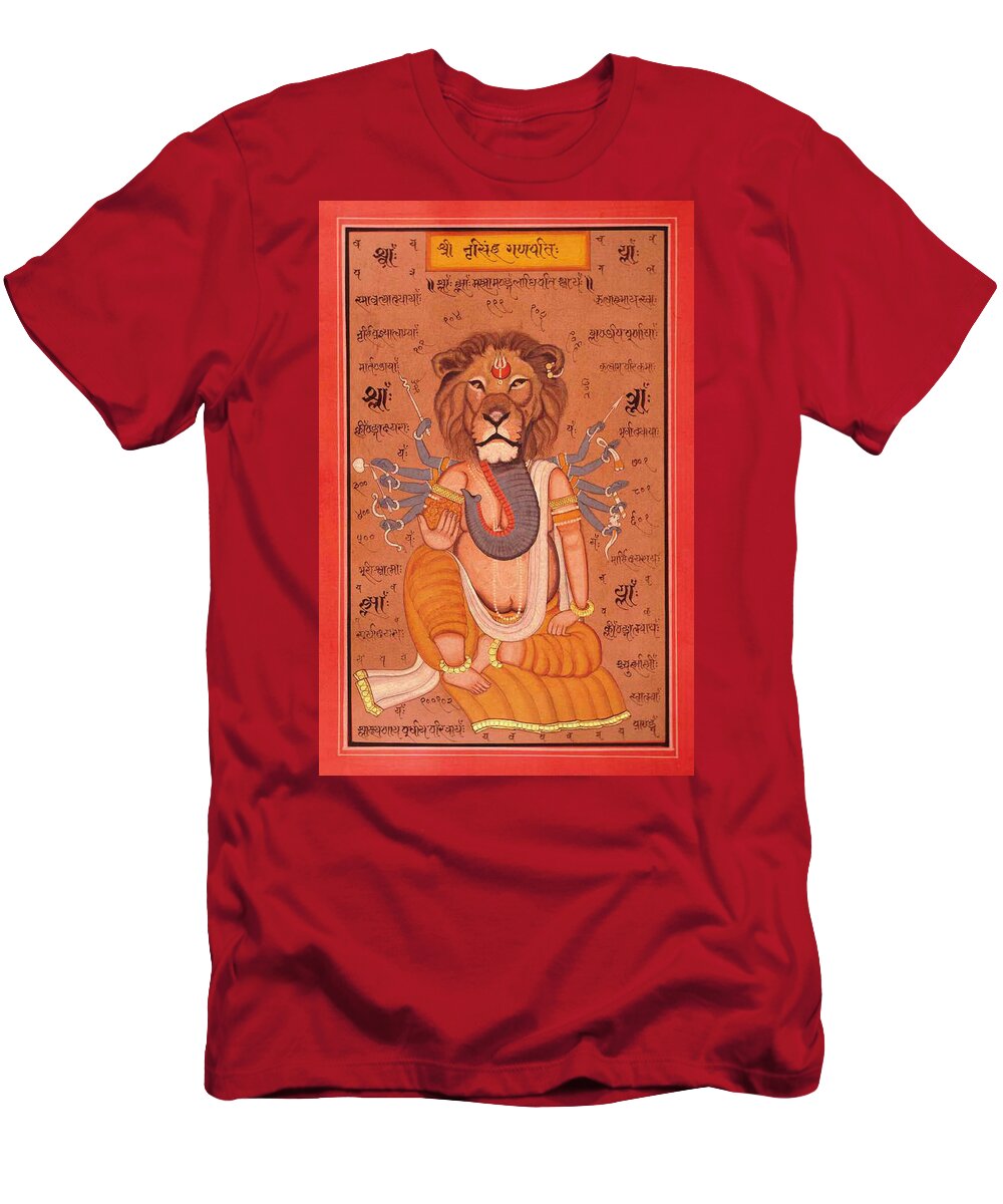 Narsimha Ganesha Miniature Painting India Vedic Artwork Online Art T-Shirt  by A K Mundhra - Fine Art America