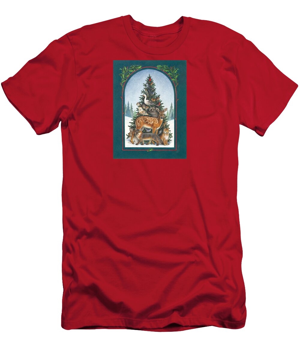 Christmas T-Shirt featuring the painting Nature's Christmas Tree by Lynn Bywaters