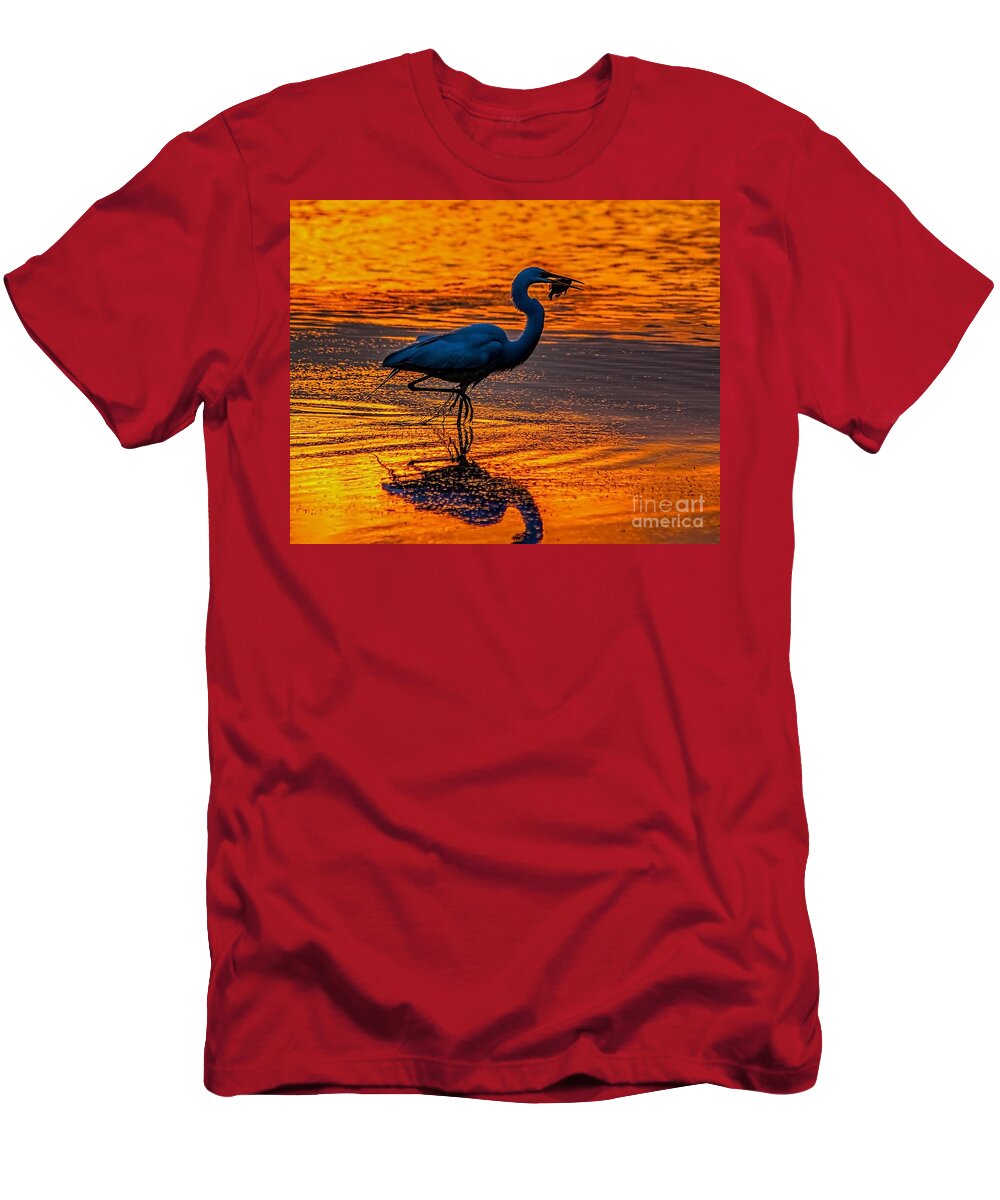 Egret T-Shirt featuring the photograph Natures Fisherman by Nick Zelinsky Jr