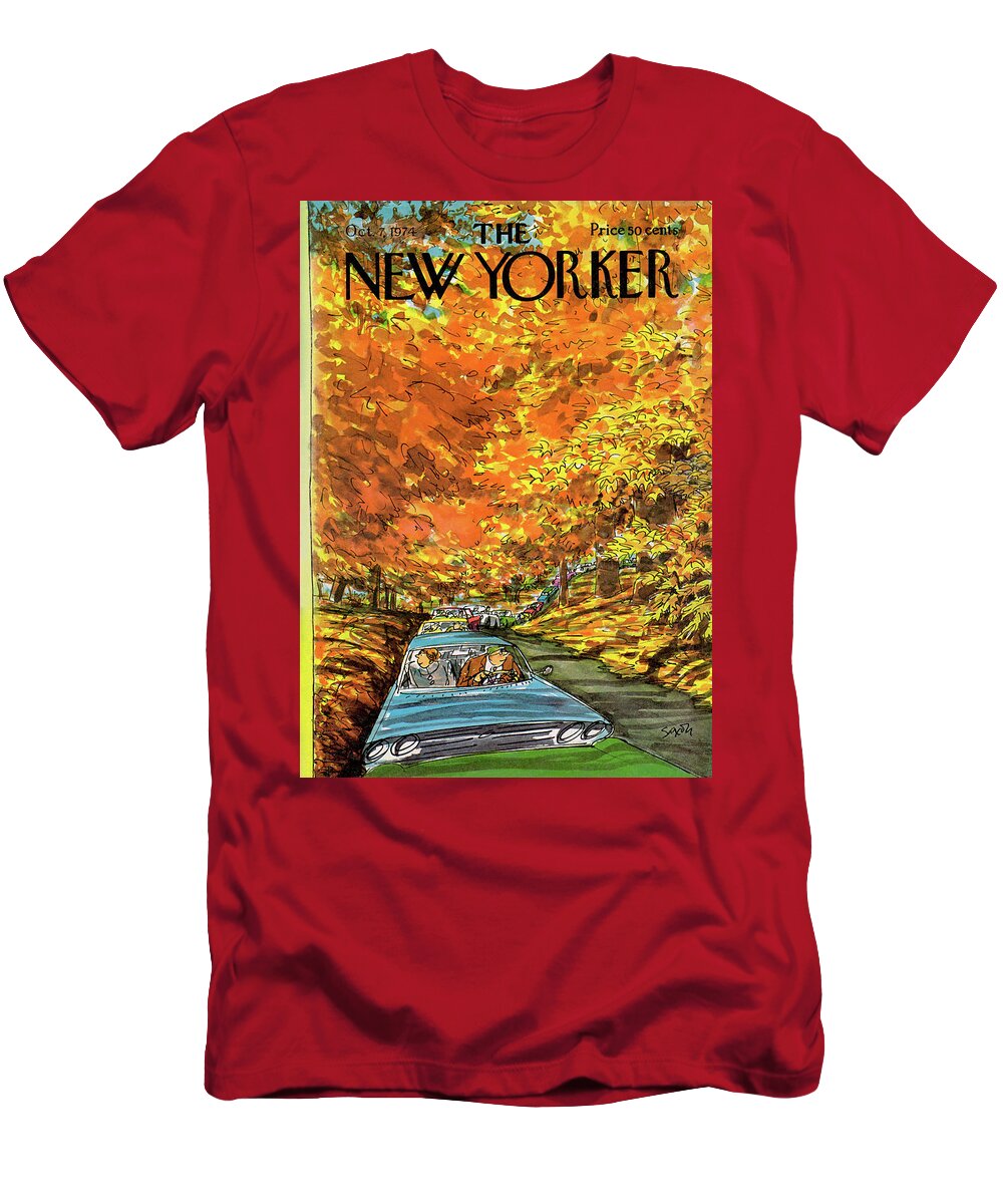Autumn T-Shirt featuring the painting New Yorker October 7th, 1974 by Charles Saxon