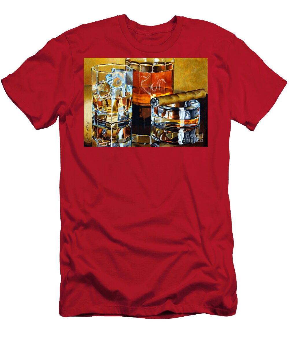 Whiskey T-Shirt featuring the drawing Nightcap 2 by Cory Still