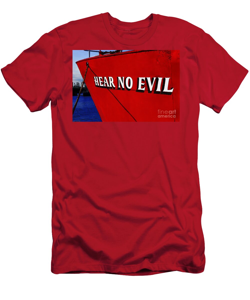 Hear No Evil T-Shirt featuring the photograph Old Saying Hear No Evil by Phil Cardamone